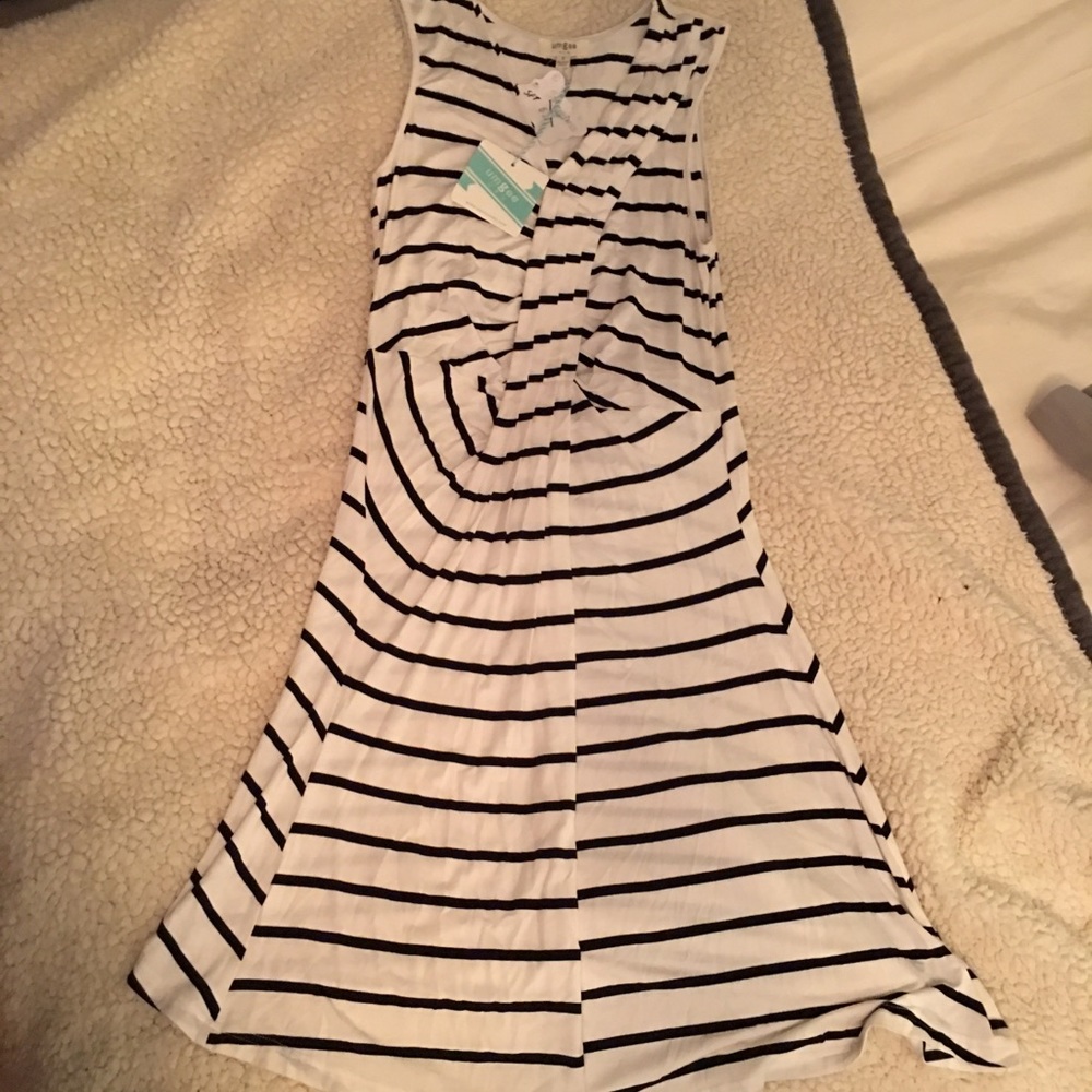 Umgee Navy & White Striped Shift Dress